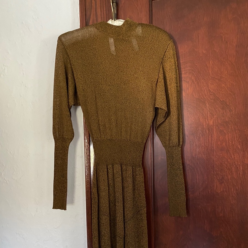 Alaïa metallic knit long sleeve midi-dress